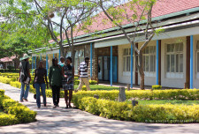 Outside the students' "mess hall" - where they go to eat on campus.