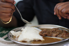 Ugali and beef stew. We were quite late, so we missed the vegetables, chapati, githeri... etc.