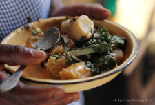 Matoke and sukuma wiki (using spinach) - (from the fish and chips spot).