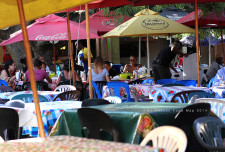 The area behind the fish market where you could sit and eat what you had selected from the stalls.