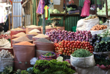 A small corner of Shola Market!  So many amazing pulses, grains, herbs, spices, and vegetables. Also, chickens.